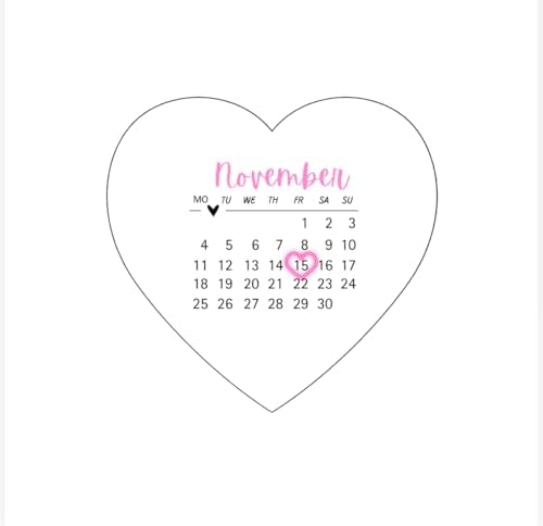 Custom Calendar Edible Icing Sheet Topper, 5-8 Inch, Round or Heart Shape Available in pink design