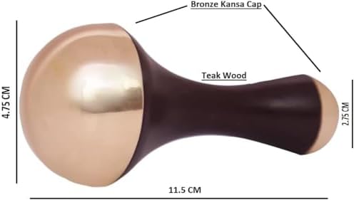 Kansa Wand 2 in 1 Mini Grip Beautiful Design Face Foot Body & Marma Massage Tool Teak Wood Handle Natural (Small & Marma) Brown