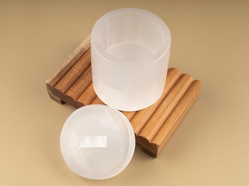 Selenite Crystal Jar with Lid – Crystal Holder for Jewelry, Keepsakes, Cleansing & Charging – Natural Selenite Bowl for Crystals, Reiki, Meditation, Protection, Spiritual Decor Gift