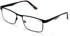 Men Premium Rectangle Stainless Steel Reading Glasses - Large Metal Reader