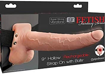 Pipedream Products Fetish Fantasy Series 9" Hollow Rechargeable Strap-on with Balls, Flesh