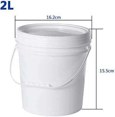 Food Grade Plastic Hand Bucket, Round Storage Bucket, Household Ice Cream Storage Tank with Lid, Household Thickened Bucket, Material Bucket,White,2L