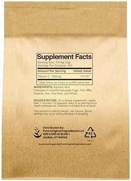 PURE ORIGINAL INGREDIENTS Vitamin C Powder (1 lb) Ascorbic Acid, Non GMO, Dietary Supplement