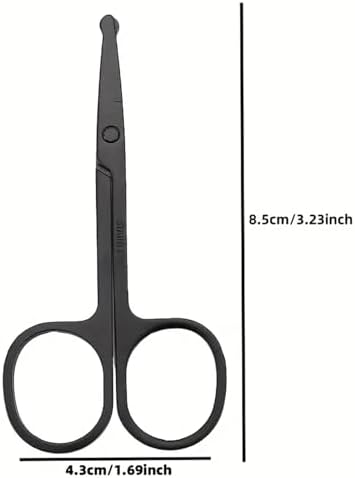 Professional Stainless Steel Nose Hair Trimmer - Precision Grooming Scissors for Eyebrow, Ear & Facial Hair, Ergonomic & Safe Design