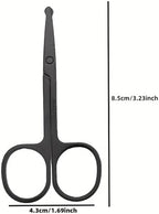 Professional Stainless Steel Nose Hair Trimmer - Precision Grooming Scissors for Eyebrow, Ear & Facial Hair, Ergonomic & Safe Design