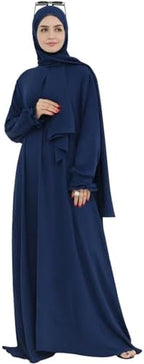 Women Muslim Dress Middle East Arabian Robe Islamic Modest Dress with Hijab Scarf Lace Sleeve Flowy Abaya Dress