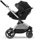 Cybex EOS 5-in-1 Travel System Stroller + Lightweight Aton G Swivel Infant Car Seat, Moon Black, Silver Frame