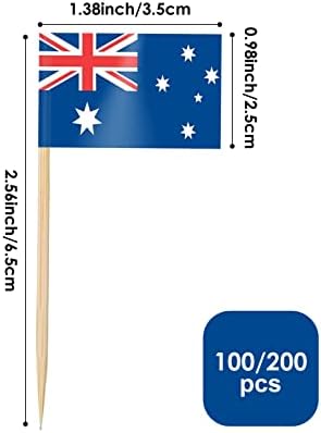 AhfuLife Australian Flag Toothpick Australia Flags, 100 Pcs Australia Flags Cupcake Toppers, Mini Australian Flag Cocktail World Cup Party Decorations