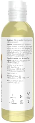 NOW Foods Solutions, Sweet Almond Oil, 100% Pure Moisturizing Oil, Promotes Healthy-Looking Skin, Unscented , 4-Ounce