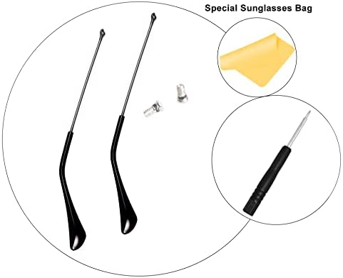 Replacement Temple Tips Temple Arms for Ray-Ban Aviator RB3025 3025 Sunglasses Repair Kit，Screws/Screwdriver/Sunglasses Bag,Black