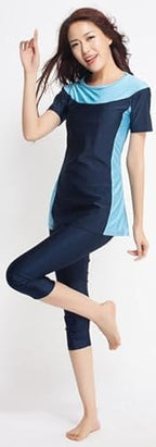 YEESAM Modest Swimsuits for Women Rash Guard 2 Piece with Skirt Muslim Burkini