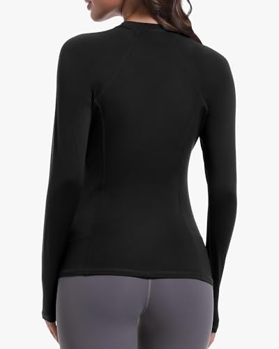 Women's Long Sleeve Compression Shirts, Dry Fit Workout Athletic Sun Protection Cooling Tops for Yoga Running Gym 2 4 Pack