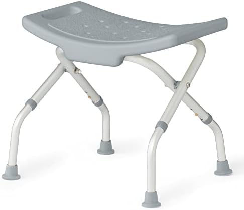 Medline Folding Shower Chair Without Back, Bath Chair Supports up to 250 lbs, Gray