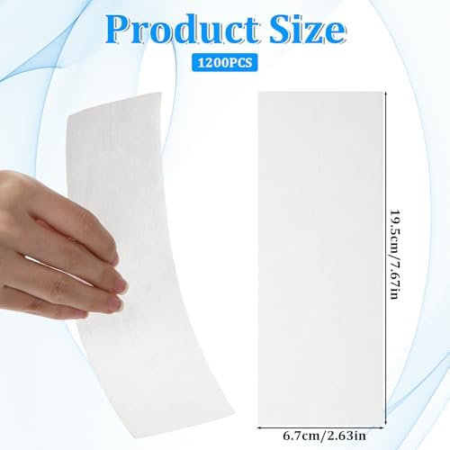 SHENLIU 1200 Pcs Wax Strips Non Woven, 7.67 x 2.63 Inches Large Skin Body Facial Hair Removal Soft Bikini Waxing Strips Paper for Women Men Arm Leg Underarm Face Eyebrow Armpit Chest Back
