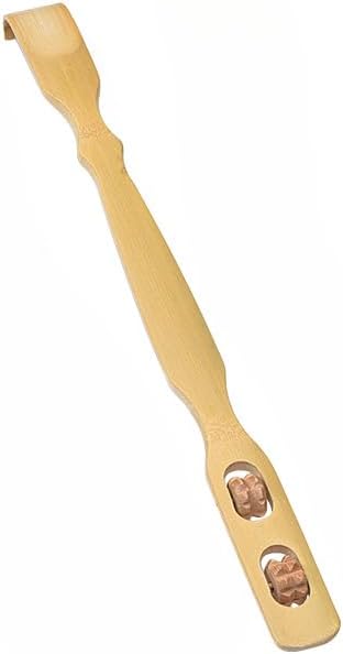 Wooden Bamboo Back Scratcher with Massage Roller, 18.2 Inch Long Handle Back Scratchers for Adults Men Women Wooden Bamboo Back Scratcher with Wood Therapy Massage Roller Handle