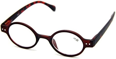 Agstum Designer Small round Oval Vintage Spring Hinge Reading Glasses Eyeglasses Readers (+1.75, Brown frame with leopard temples)