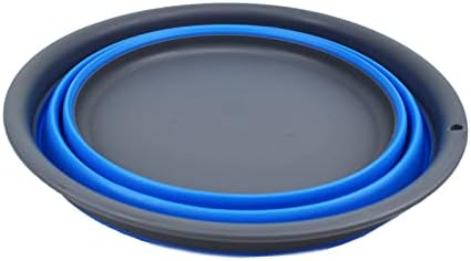 SAMMART 7.5L (1.98 Gallon) Collapsible Tub - Foldable Dish Tub - Portable Washing Basin - Space Saving Plastic Washtub (Grey/Blue)
