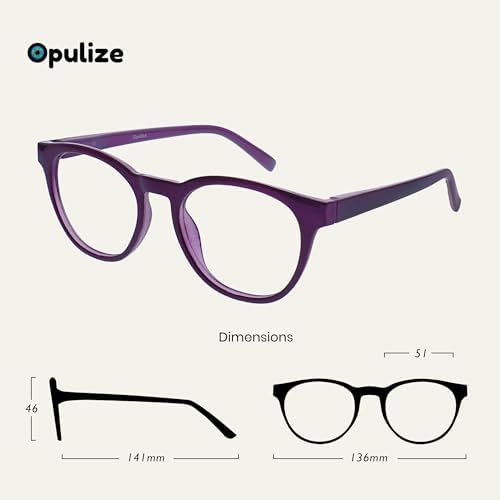 OPULIZE BLU Blue Light Blocking Reading Glasses for Women Men, Cool Round Frame with Anti-Glare, UV