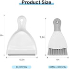 NACENA Mini Dustpan and Brush Set, Small Broom and Dustpan Set Dust Pan and Mini Hand Broom Dustpan and Broom Combo Compact for Home Table Keyboards Sofa Kitchen, White & Gray