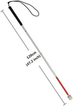 Aluminum Mobility Folding White Cane for Vision Impaired and Blind People (Folds Down 4 Sections) (120 cm (47.2 inch), Black Handle)