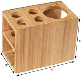Bamboo Naturals Toothbrush Holder, Stores 4 Toothbrushes and 1 Toothpaste, Made of 100% Sustainable Bamboo, Stylish Bathroom Organizer Accessory, Easy to Clean and Odor Resistant