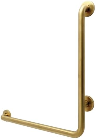 Kingston Brass GBL1424CSL7 Made to Match 24" x 24" L-Shaped Stainless Steel ADA Grab Bar - Left Hand, Brushed Brass
