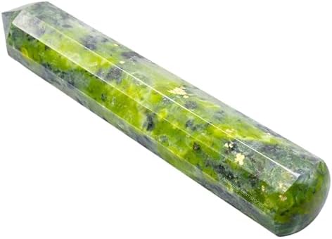 Amazing Gemstone Green Jade Crystal Wand Massage Stick - Pelvic Wand Gua Sha for Adults - Crystals and Healing Stones Massage Wands for Adults Gifts (Pointed)