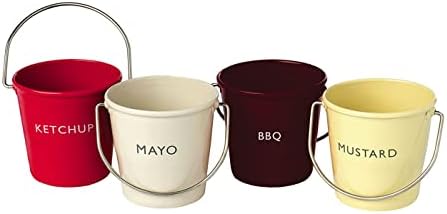 Eddingtons 83035 Ranch Ketchup Mayo BBQ and Mustard Condiment Buckets, Stainless Steel