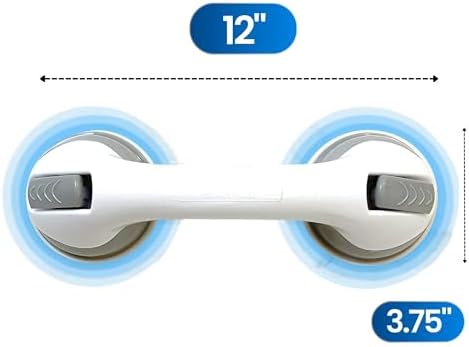Safe-er-Grip Safe-er-Grip Changing Lifestyles Suction Cup Grab Bars for Bathtubs & Showers; Safety Bathroom Assist Handle, White & Grey, 12 inches