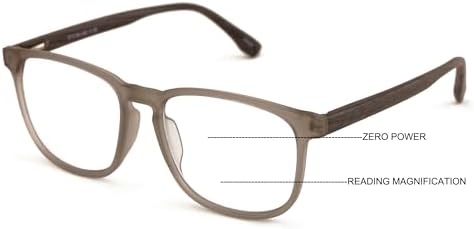 V.W.E. Large Men Wood Grain Printed Temple Progressive Bifocal Reading Glasses - No Line Clear on Top Bifocals Reader 148MM