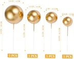 Amosfun 20Pcs Mini Balloons Cake Topper Foam Ball Cupcake Topper Cake Picks Baking Decoration for Wedding Anniversary Valentines Day Birthday Party(Golden)