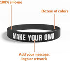 Custom Wristbands For Events, Fundraisers & Promotions | Add Text, Icons, & Logos | Bulk Rubber Bracelets | Classic 1/2” | 100% Silicone