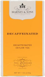 Harney & Sons Black Tea, Decaffeinated Ceylon, 20 Tea Bags, 1.26 oz./36 grams