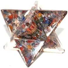 Jet Authentic Mix Chakra Large 4 Inch Orgone Merkaba Gemstones Copper Metal Mix Rare Healing Positive Energy Tetrahedron (Mix Chakra)