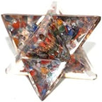 Jet Authentic Mix Chakra Large 4 Inch Orgone Merkaba Gemstones Copper Metal Mix Rare Healing Positive Energy Tetrahedron (Mix Chakra)