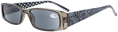 Eyekepper 5-Pack Spring Hinges Polka Dots Patterned Temples Rectangular Reading Sunglasses Sunshine Readers +1.25