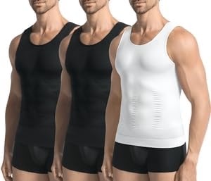 3 Pack Compression Shirt Men Slimming Body Shaper Tummy Control Vest Workout Tank Top Shapewear