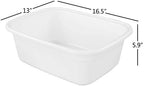 16 Quart Plastic Wash Basin, White Dish Washing Tub Set of 3