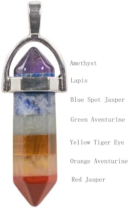 Gemstone Healing Crystal Pendant Double Point Bullet Necklace 20 Inches