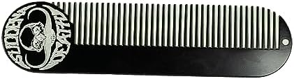 Mustache & Beard Comb Or Fine Tooth Moustache Pocket Metal Powder Coated Black Keychain Comb For Men - 5 x 1.25 Inches by Death Grip (Large)