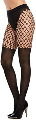 Dreamgirl Women's Pantyhose With Solid Knitted Panty & Thigh High