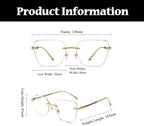LJCZKA Blue Light Blocking Glasses Women Men Square Rimless Eyeglasses Anti Eye satrain Computer Glasses Metal Frame
