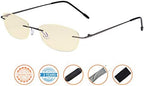 CessBlu Ladies Blue Light Blocking Glasses Anti Glare UV with Yellow Filter Eyeglasses for Women Reading Screen Rimless