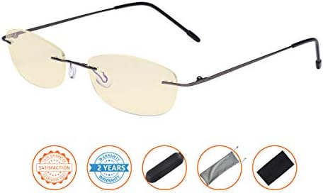 CessBlu Ladies Blue Light Blocking Glasses Anti Glare UV with Yellow Filter Eyeglasses for Women Reading Screen Rimless