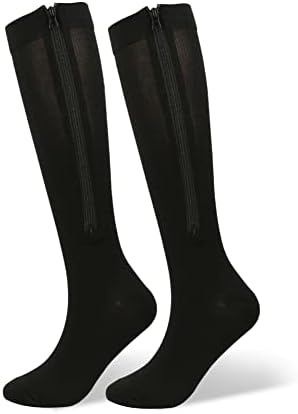 Valcatch 1,2,3 or 5 Pairs Zipper Compression Socks for Men Women,20-30 mmHg,Closed Toe Stocking for Running Walking Hiking