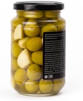 Triana Olivas by Don Gastronom. Whole Manzanilla Olives with Rosemary & Garlic. 350g (12.35oz).