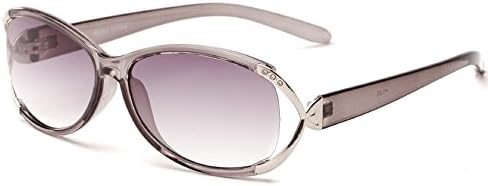 The Claire Sun Readers for Women Oval Reading Glasses Trendy Readers Sunglasses + 2.00 Grey and Silver