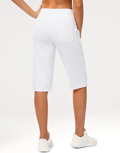 G Gradual Women's Bermuda Long Shorts 14" Knee Length Capris with Pockets High Waisted Athletic Casual Shorts for Women