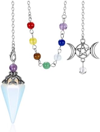 CrystalTears Opal Healing Crystals Pendulum Natural Crystal Stone Point Pendulums for Dowsing Meditation Divination Tool Spiritual Crystal Gifts for Witchcraft Crystal Grid Positive Energy