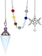 CrystalTears Opal Healing Crystals Pendulum Natural Crystal Stone Point Pendulums for Dowsing Meditation Divination Tool Spiritual Crystal Gifts for Witchcraft Crystal Grid Positive Energy